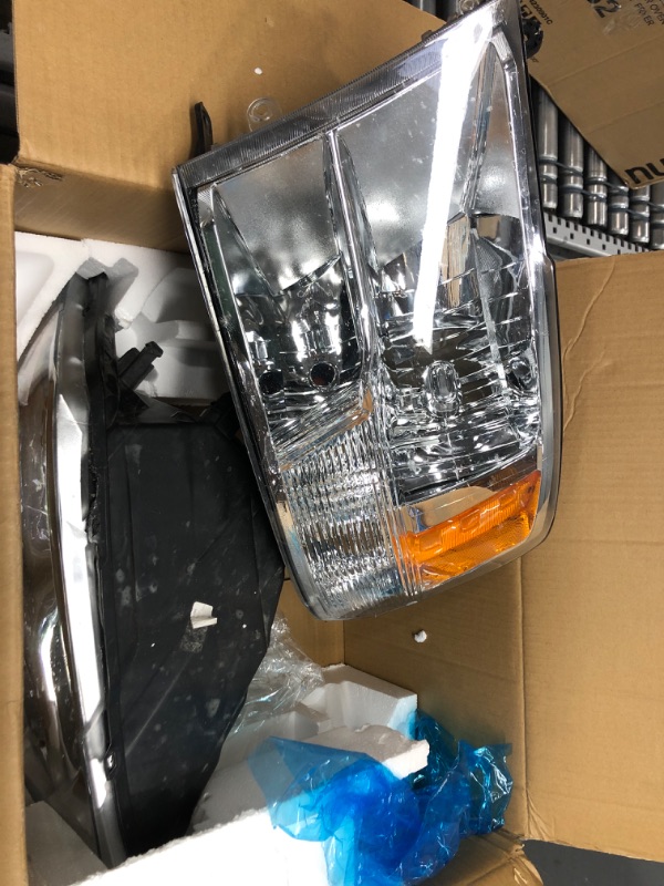 Photo 2 of AXLAHA 2009-2018 Dodge Ram Headlights Assembly for 2009-2018 Dodge Ram 1500,2010-2018 Dodge Ram 2500/3500 Quad and Dual Style Chrome Housing Amber Reflector Replacement Driver and Passenger Side A-Chrome Housing Amber Reflector