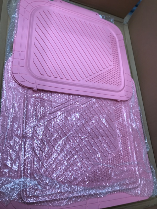 Photo 2 of CAR PASS Heavy Duty Rubber Floor Mats Pink 4-Piece Car Mat Set - Universal Waterproof Floor Mats for Car SUV Truck, Durable All-Weather Mats(All Pink)