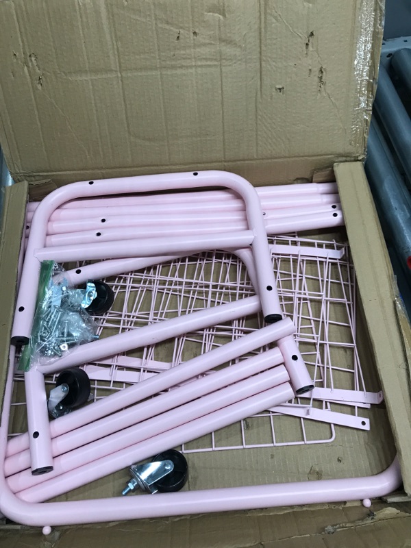 Photo 2 of ALIMORDEN Laundry Cart with Clothes Rack, Rolling Laundry Butler with Wire Storage Rack?Pink