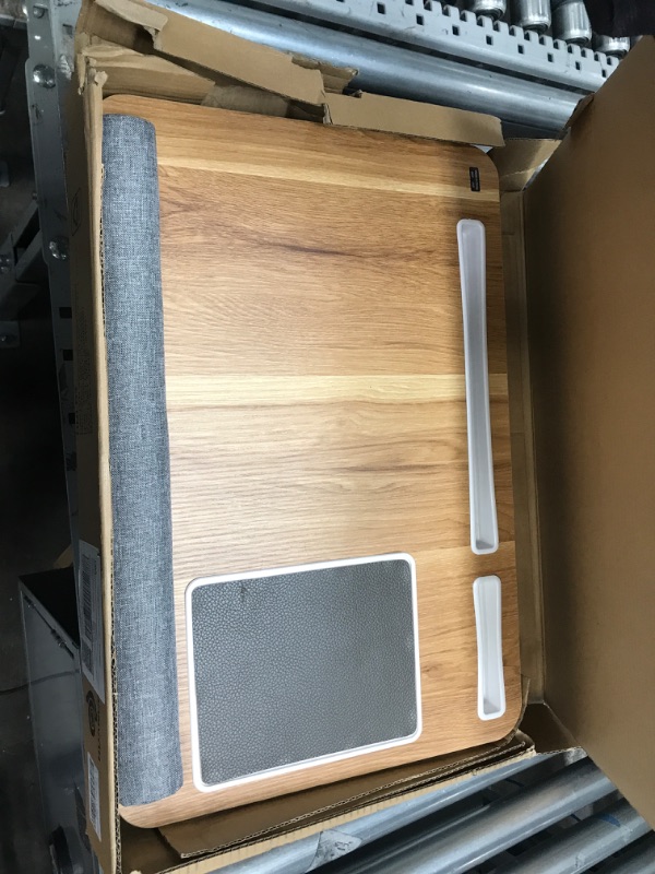 Photo 1 of HUANUO Lap Desk - Fits up to 17 inches Laptop Desk, Built in Mouse Pad & Wrist Pad for Notebook, Laptop, Tablet, Laptop Stand with Tablet, Pen & Phone Holder (Wood Grain) Light Brown Woodgrain