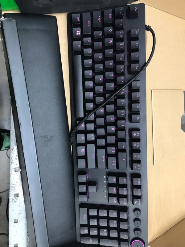 Photo 1 of Razer Huntsman V2 Optical Gaming Keyboard: Fastest Clicky Optical Switches w/Quick Keystrokes & 8000Hz Polling Rate - Doubleshot PBT Keycaps - Dedicated Media Keys & Dial - Ergonomic Wrist Rest Classic Black Keyboard Huntsman V2 Clicky Optical Switches