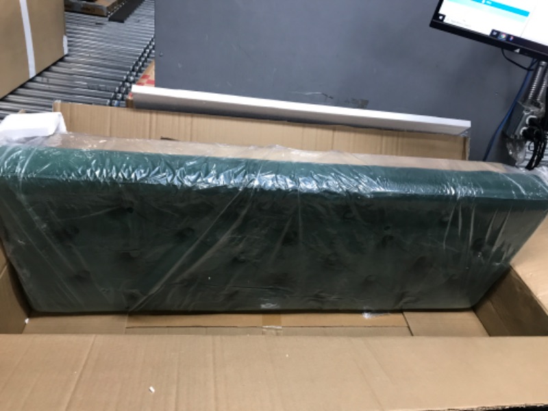 Photo 2 of 24KF Velvet Upholstered Tufted Bench with Solid Wood Leg,Ottoman with Padded Seat-Jade 3-Bench Jade-bench