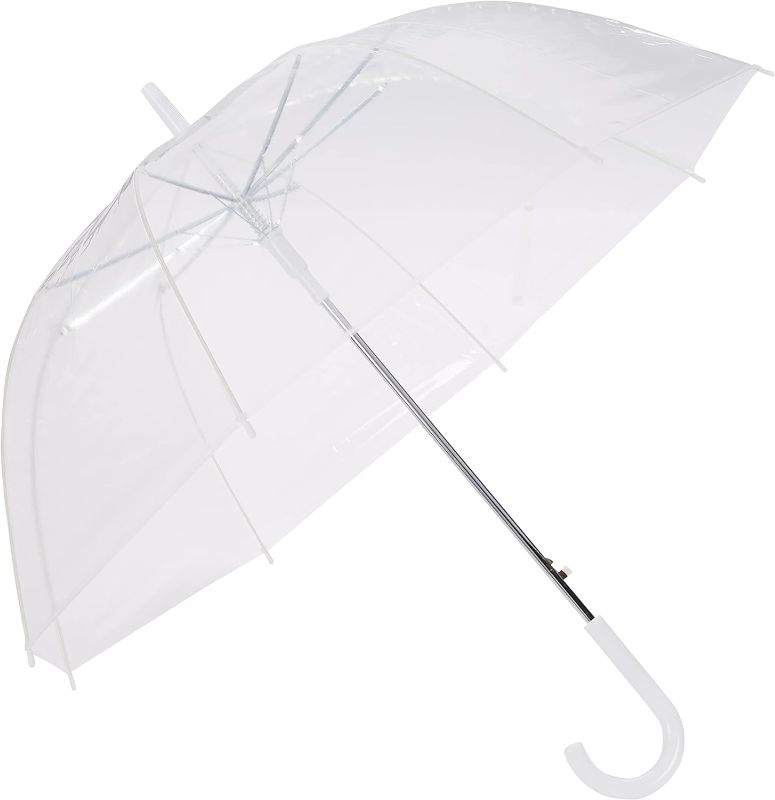 Photo 1 of 
J&A Homes Clear Umbrella Rain 46" Large Style Stick – Auto Open Canopy Windproof Bubble Women's Umbrellas for Weddings, Proms or Everyday (Crystal Transparent) – Single Pack