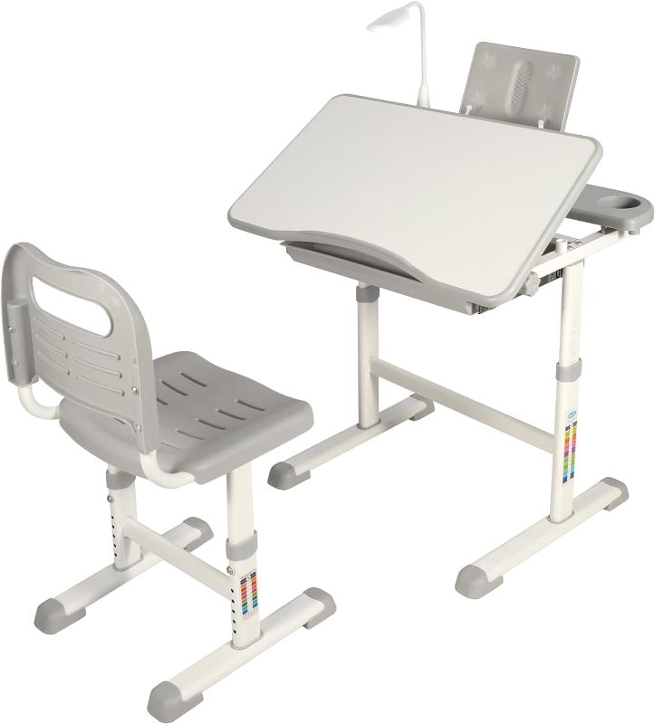 Photo 1 of **SEE CLERK NOTES** Domaker Adjustable Student Desk and Chair Set -Grey