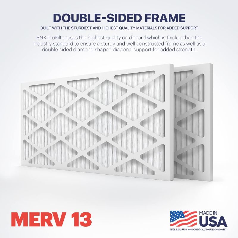 Photo 1 of BNX TruFilter 20x30x1 Air Filter MERV 13 (6-Pack) - MADE IN USA - Electrostatic Pleated Air Conditioner HVAC AC Furnace Filters for Allergies, Pollen, Mold, Bacteria, Smoke, Allergen, MPR 1900 FPR 10
