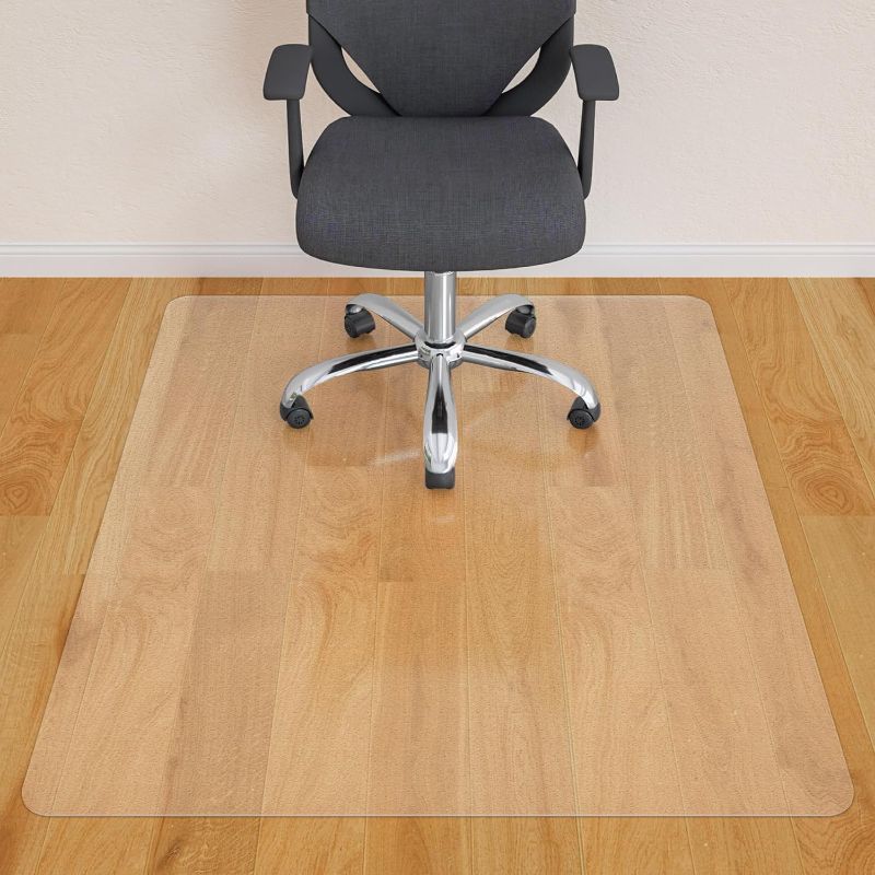 Photo 1 of HOMEK Large Office Chair Mat for Hardwood Floor- 48" x 60" Clear Chair Mat for Hard Wood/Tile Floors, Easy Glide Plastic Floor Protector Mat for Office Chairs on Hardwood for Work & Home