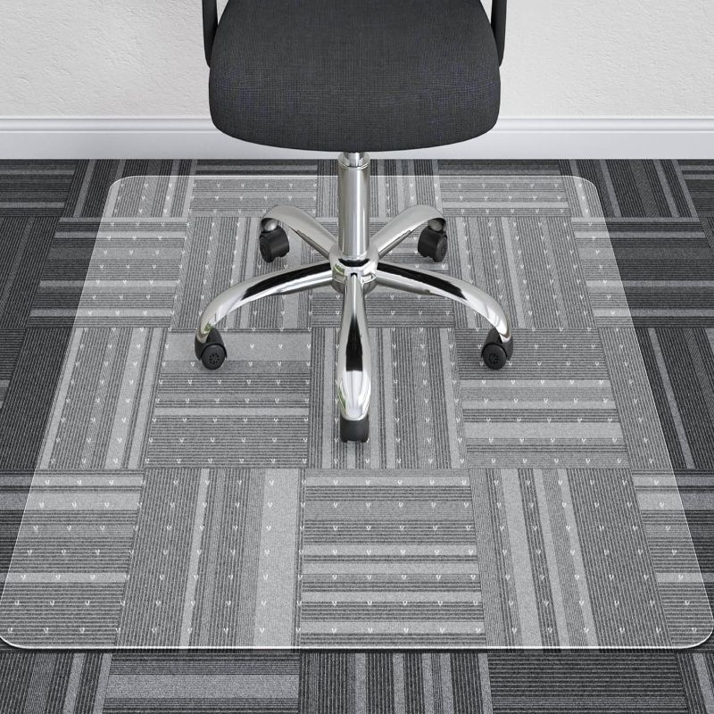 Photo 1 of HOMEK Office Chair Mat for Low Pile Carpeted Floors - 45” x 53” Clear Carpet Chair Mats for Home & Office, Studded Floor Mat for Office Chair on Carpet