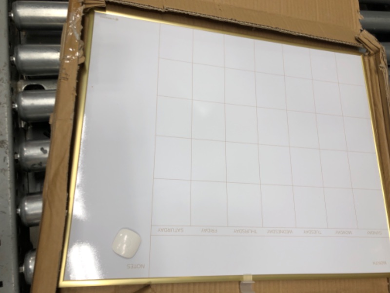 Photo 2 of U Brands Monthly Calendar Magnetic Dry Erase Board, Gold Aluminum Frame, 16" x 20" (6710U00-01)
