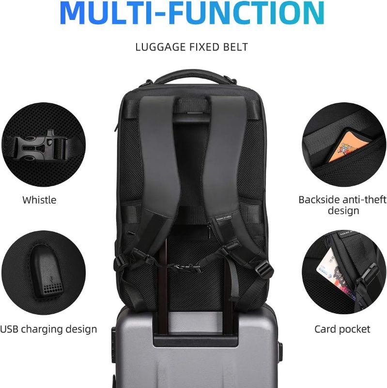 Photo 1 of Muzee Business Backpack,Waterproof bag for Travel Flight Fits 17.3Inch Laptop With USB Charging Plug 3-Pocket