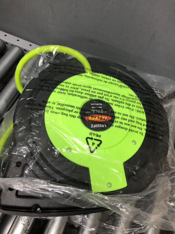 Photo 2 of Flexzilla Retractable Enclosed Plastic Air Hose Reel, 3/8 in. x 50 ft., Heavy Duty, Lightweight, Hybrid, ZillaGreen - L8250FZ