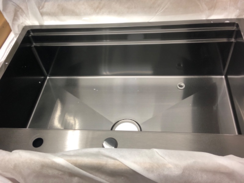 Photo 3 of 33x22-Inch Black Drop In Kitchen Sink Workstation - VOKIM 33 Inch Single Bowl Kitchen Topmount Sink 16 Gauge Stainless Steel 10'' Deep Handmade Kitchen Sink with Cutting Board& Strainer 33"L x 22"W x 10"D Black