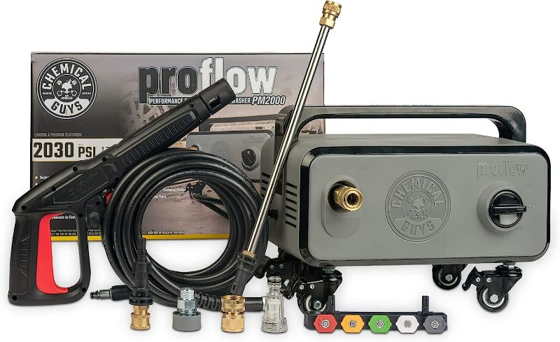 Photo 1 of Chemical Guys EQP408 ProFlow Performance Electric Pressure Washer PM2000, 14.5-Amp Motor 2030 Max PSI, 1.77 GPM, Includes 5 Full Range QC Tips, Cleans Cars, Patios, Driveways, Homes and More , Gray