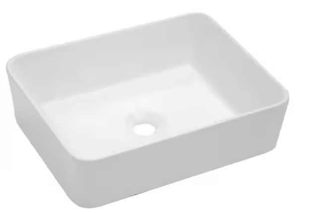 Photo 1 of 16 in. x 12 in. Rectangle Ceramic Bathroom Vessel Sink in White
