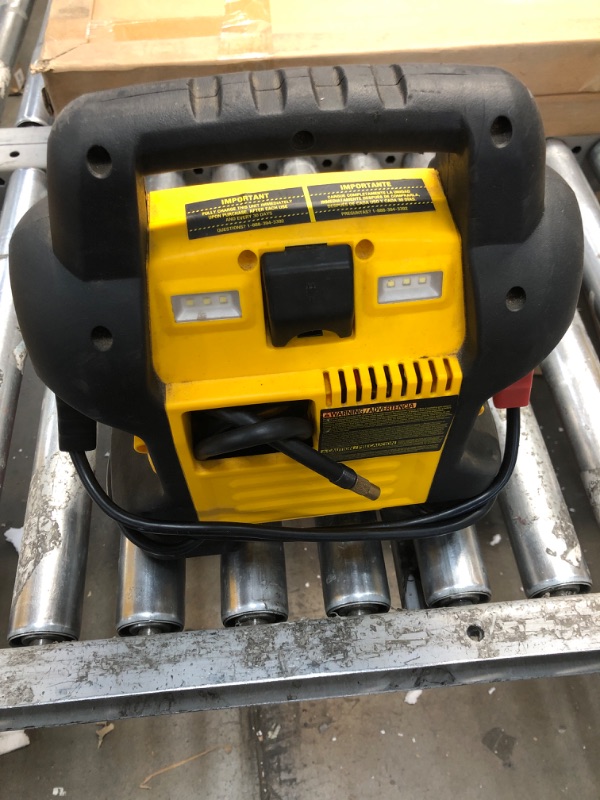 Photo 3 of DEWALT DXAEJ14 Digital Portable Power Station Jump Starter: 1400 Peak/700 Instant Amps, 120 PSI Digital Air Compressor, 3.1A USB Ports, Battery Clamps , Yellow