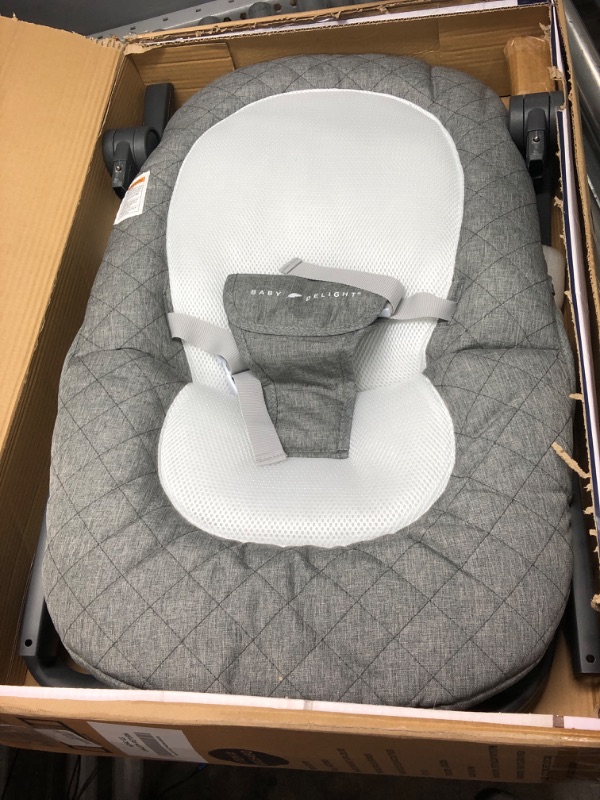 Photo 2 of Baby Delight Aura Deluxe | Portable Baby Bouncer for Infants | Baby Rocker | Quilted Charcoal Tweed Grey