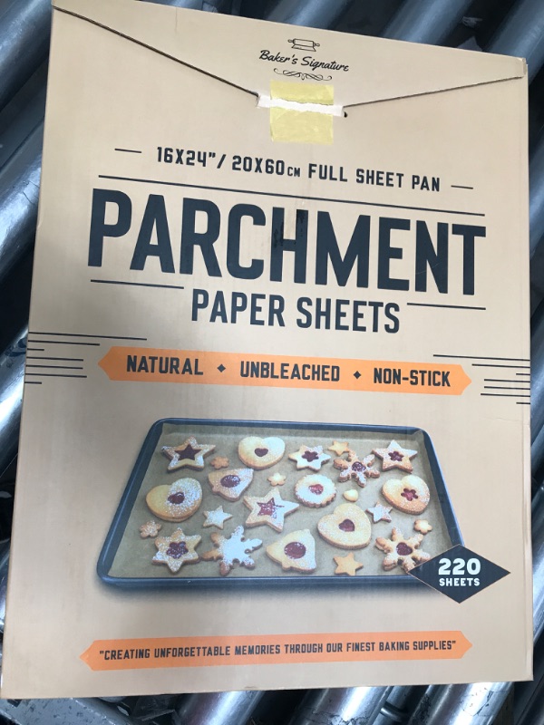 Photo 2 of [220 Sheets] Full Sheet Pan 16 x 24 Inch Parchment Paper Baking Sheets by Baker’s Signature | Precut Silicone Coated & Unbleached – Will Not Curl or Burn – Non-Toxic & Comes in Convenient Packaging