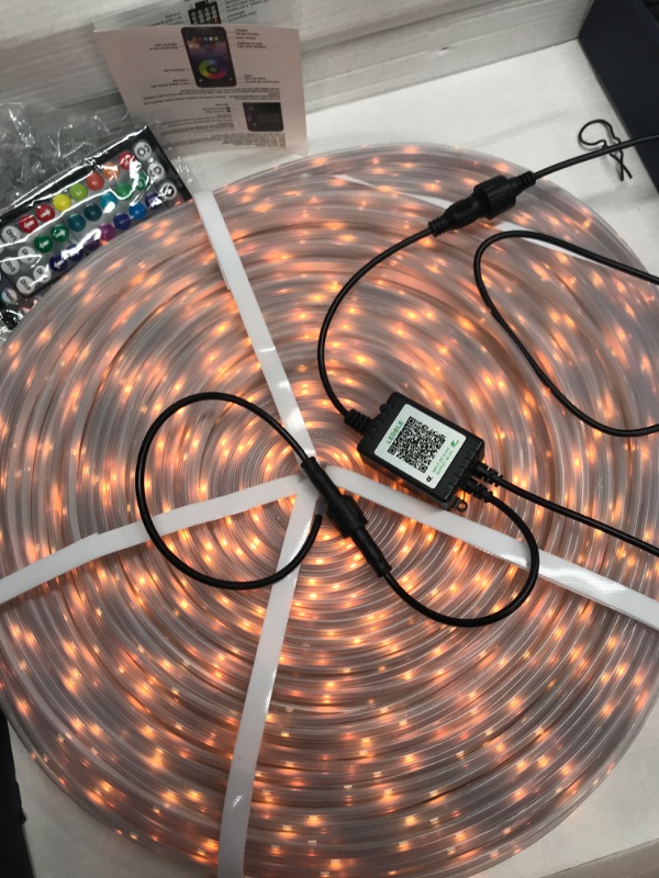 Photo 5 of 200ft Outdoor LED Strip Lights Waterproof 1 Roll,IP68 Outside Led Light Strips Waterproof with App and Remote,Music Sync RGB Exterior Led Rope Lights with Self Adhesive Back for Deck,Balcony,Pool