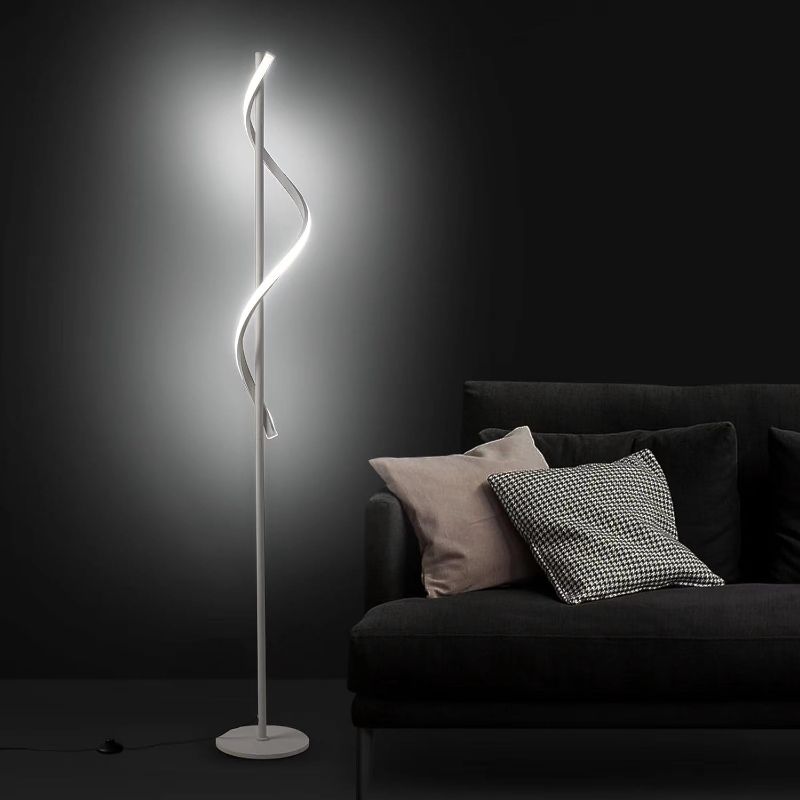 Photo 1 of ZxWLife Floor Lamp, LED Modern Floor Lamps for Living Room, 63"-3-Color-2500LM-40W Remote Dimmable Control Standing Lamp, Spiral White Floor Lamp for Living Room Bedroom Office, Children's Room