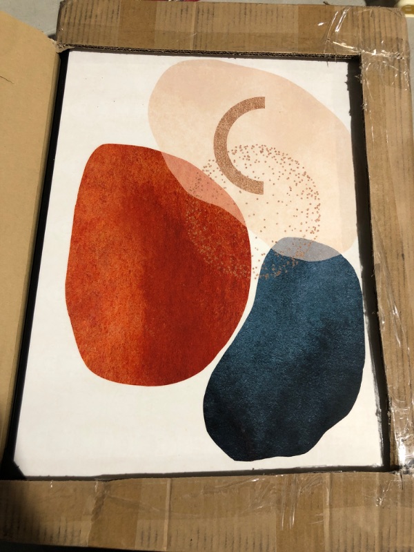 Photo 1 of * used item * see all images * 
Wall Art 3 Pieces Of Framed Decorative Paintings Abstract Simple Red Orange Blue And Other Color 