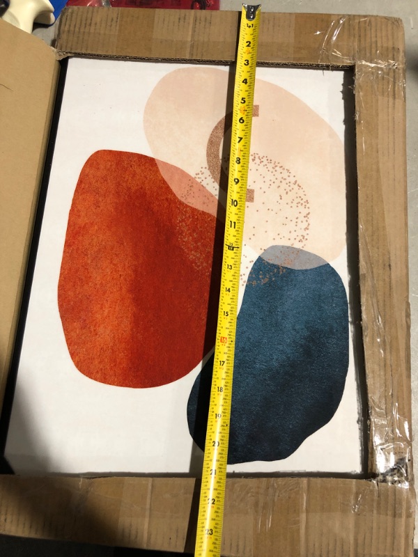 Photo 1 of * used item * see all images * 
Wall Art 3 Pieces Of Framed Decorative Paintings Abstract Simple Red Orange Blue And Other Color 