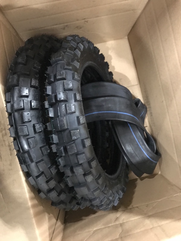 Photo 2 of 2 Wheels Only • WEIYINGSI 2.50-10 Dirt Bike Tire, 2.5-10" Off-Road Tires and 2.5/2.75-10 Dirt Bike Inner Tubes with TR4 Straight Valve Stem for Off-Road Motorcycle XR50 CRF50 PW50 JR50 DRZ70