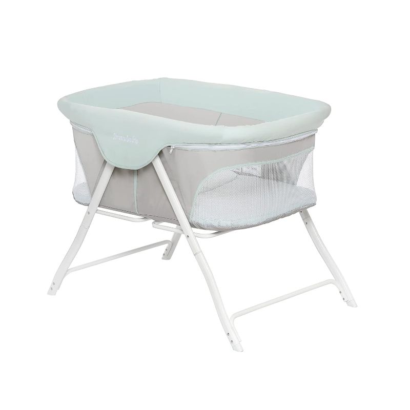 Photo 1 of Dream On Me Traveler Portable Bassinet in Starlight Blue, Lightweight and Breathable Mesh Design, Easy to Clean and Fold Baby Bassinet - Carry Bag Included
