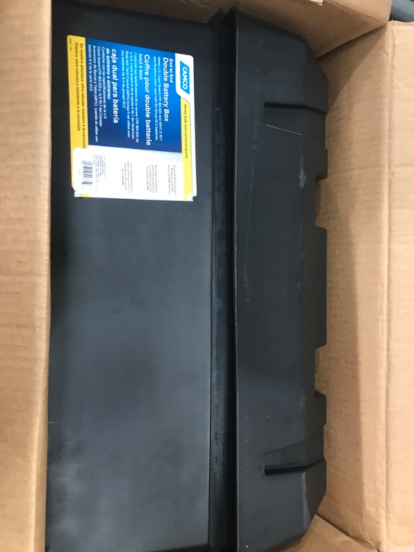 Photo 2 of Camco Heavy Duty Double Battery Box with Straps and Hardware - Group GC2 | Safely Stores RV, Automotive, and Marine Batteries | Measures Inside 21-1/2" x 7-3/8" x 11-3/16" | (55375) Frustration Free Packaging Double Battery Box