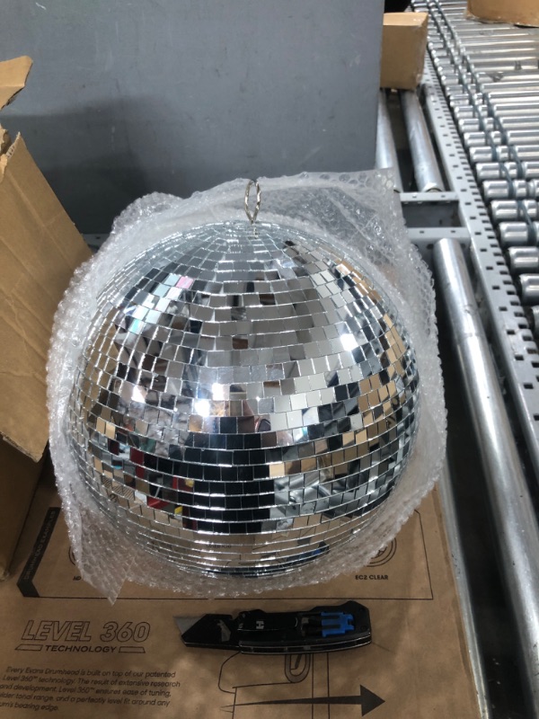 Photo 1 of 12" Disco Ball Mirror Ball Disco Party Decoration Stage Light Dj Light Effect Home Business Christmas Display Decoration Silver