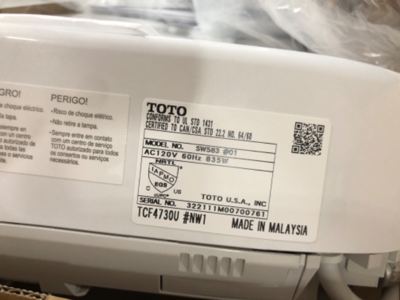 Photo 4 of **CONTROLS DO NOT CONNECT** [FOR PARTS, READ NOTES] NONREFUNDABLE
TOTO SW583#01 S350E Electronic Bidet Toilet Seat, Cotton White 