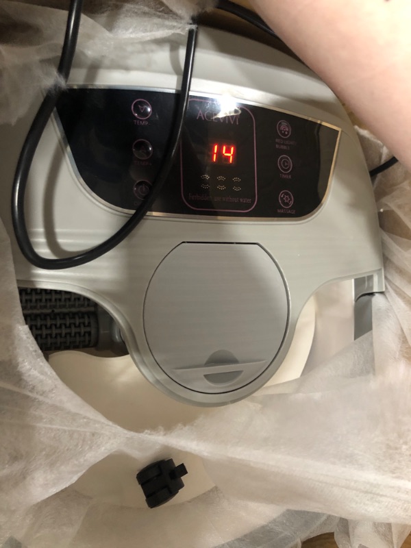 Photo 2 of ACEVIVI Foot Spa Bath Massager with Heat, Temperature Control, Motorized Pumice Stone, Red Light, and Bubbles, Pedicure Foot Spa with Timer, Automatic Massage Rollers for Feet Stress Relief, Grey