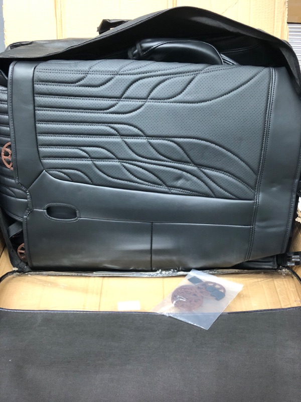 Photo 1 of Huidasource Upgrade Tesla Model Y Seat Cover, Full Coverage Leather Front&Rear Tesla Car Seat Cover,Waterproof Seat Cushion Protector Fit for Tesla Model Y 5 Seater Version 2020-2023(Full Set/Black) Black Model Y 5 Seat Full Set