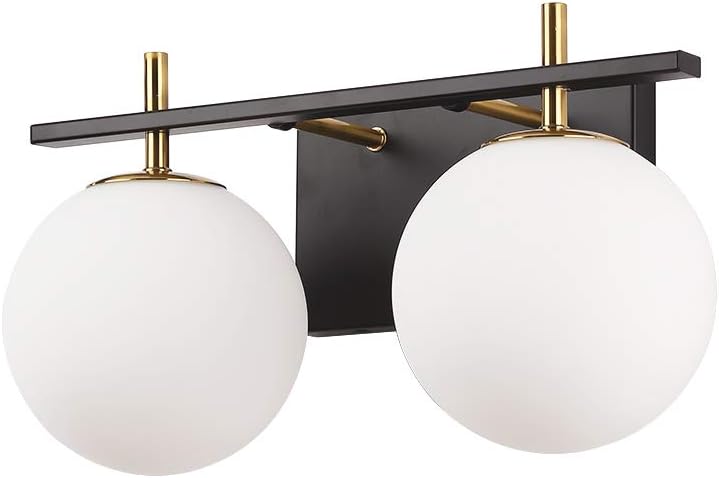 Photo 1 of (READ NOTES) anjojo 3-Light Bathroom Vanity Light, Industrial Wall Sconce Bathroom Lighting Over Mirror, Matte Black Finish, Milk White Glass Shade, G9 Lamp Base 24 inch, 3 Lights Vanity Light