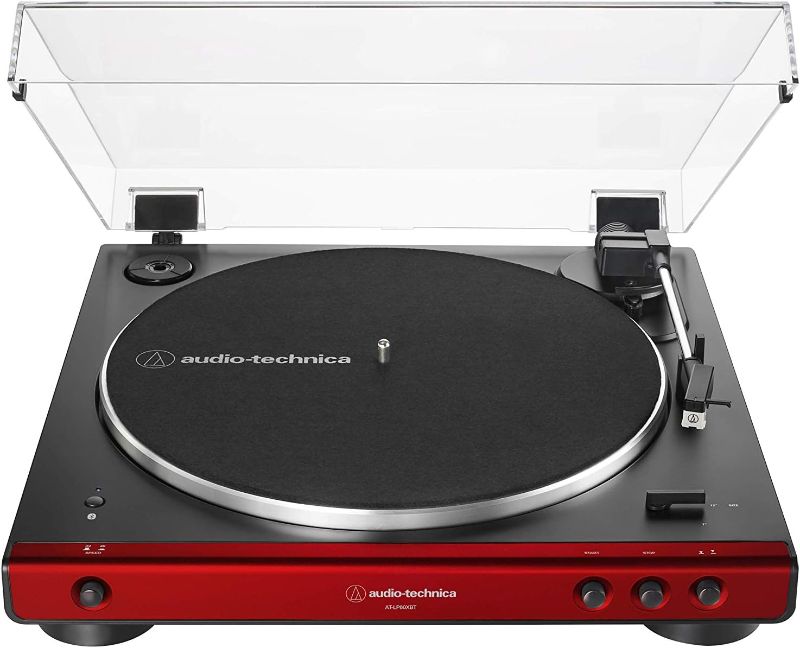 Photo 1 of Audio-Technica AT-LP60XBT-RD Fully Automatic Belt-Drive Stereo Turntable, Red/Black, Bluetooth, Hi-Fi, 2 Speed 