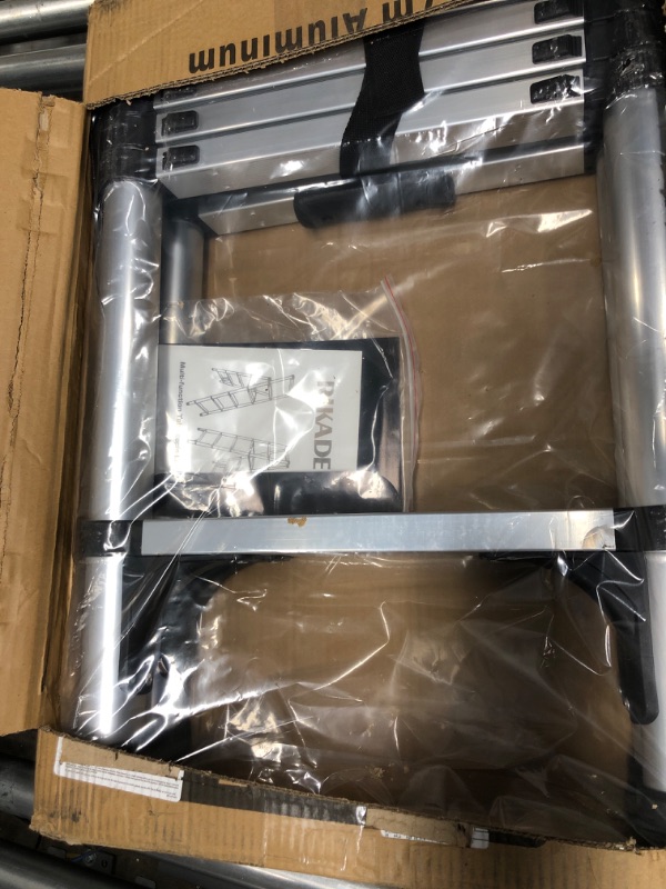 Photo 1 of RIKADE Telescoping Ladder, Heavy Duty A-Frame Aluminum Telescopic Ladder, Portable Extension Ladder Adjustable Lightweight Folding Ladder for Home or RV Work, 330lb Capacity Aluminum 1.7+1.7m