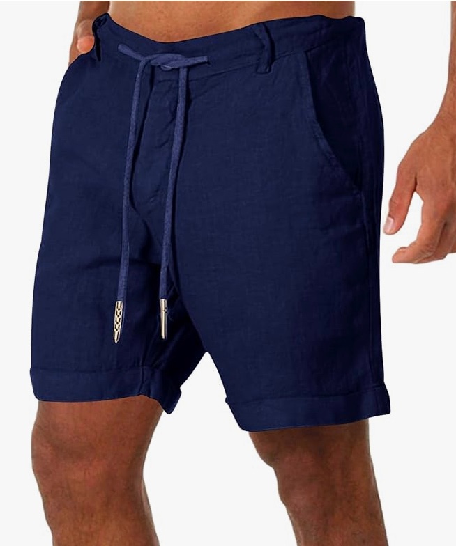 Photo 1 of LARGE 
Gafeng Mens Cotton Linen Shorts Elastic Waist Drawstring Casual Summer Beach Yoga Short