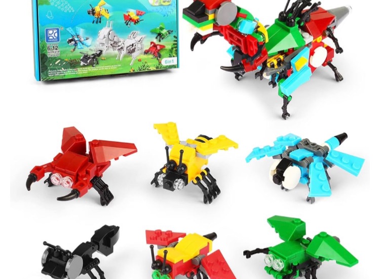 Photo 1 of 12 Pack Mini Animal Building Blocks Toy,6 in 1 STEM Toys Building Sets,Animals Figures Stem Toys Classroom Prize Toys, Party Favor for Kids, Birthday, Goodie Bags, Carnival Prizes(Mantis Shape