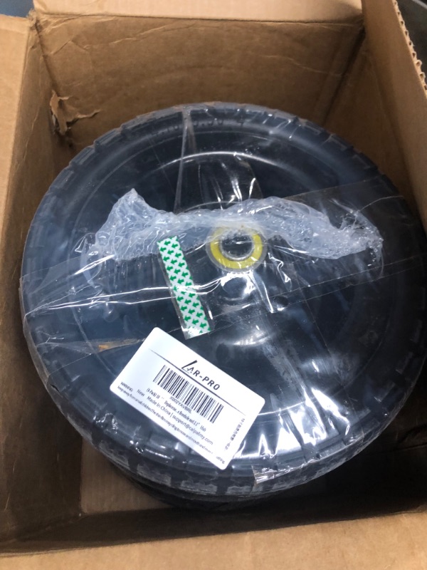 Photo 2 of (4-Pack) AR-PRO 10-Inch Solid Rubber Tires and Wheels - Replacement 4.10/3.50-4” Tires and Wheels with 5/8” Axle Bore Hole, 2.2” Offset Hub, and Double Sealed Bearings - Perfect for Gorilla Carts
