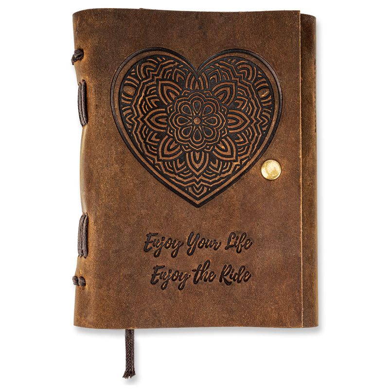 Photo 1 of 2 HAMOPY Leather Refillable Leather Journal for Men and Women, Handmade Leather Notebook with Pen Holder, 5x8 inches Vintage Diary Journal with 320 Black Kraft Pages for Travel and Business