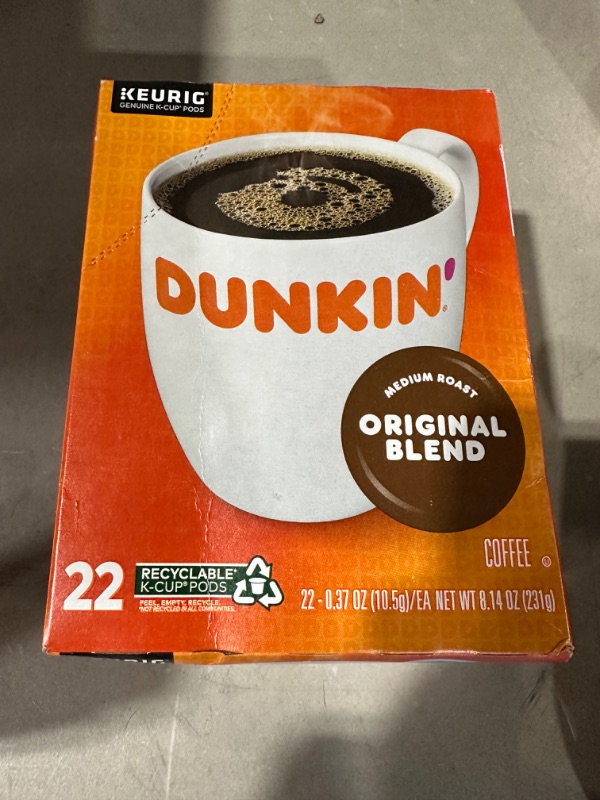 Photo 2 of 09/2025
Dunkin' Original Blend Medium Roast Coffee, 88 Keurig K-Cup Pods Original 22 Count