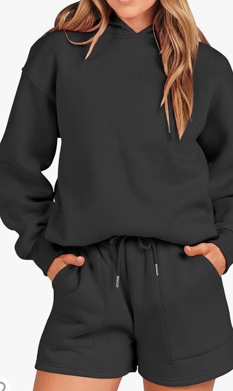 Photo 1 of SIZE small
Womens Two Piece Outfits Lounge Sets Y2k Hoodie Sweatshirt and Shorts Set Fall Tracksuit Sweatsuits