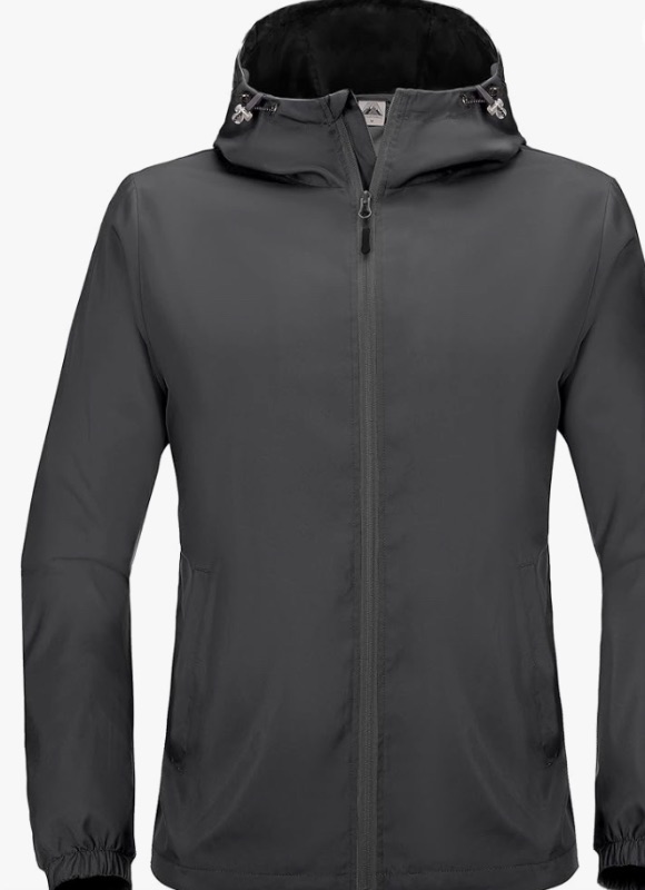 Photo 1 of Mapamyumco Men's Windbreaker Lightweight, Windproof Hooded Golf Jacket, Stretch Water-Resistant 2xl