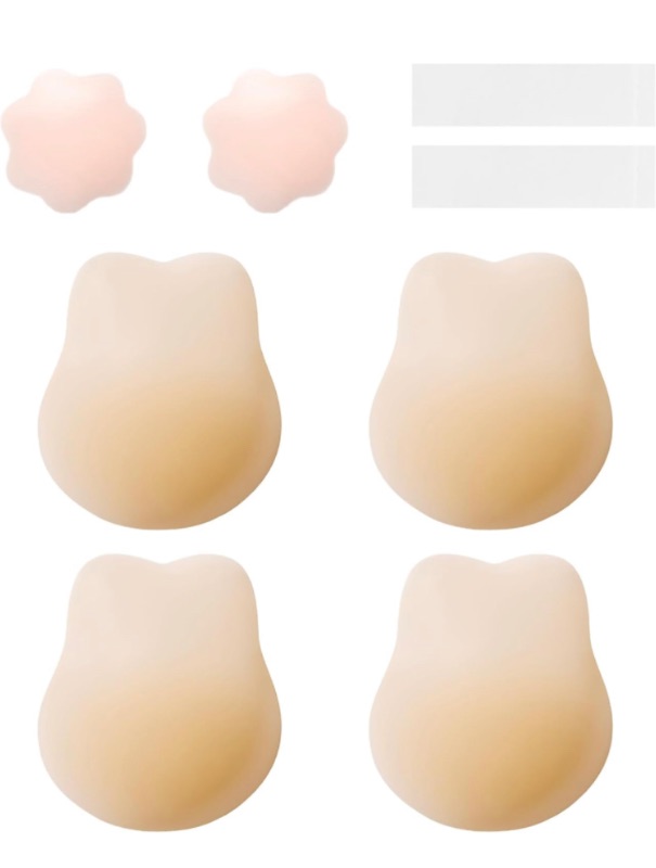 Photo 1 of Hgrtaegs Adhesive Bra Strapless Sticky Invisible Push up, 2 Pairs Reusable Silicone Bras Nipple Covers for Backless Dress.