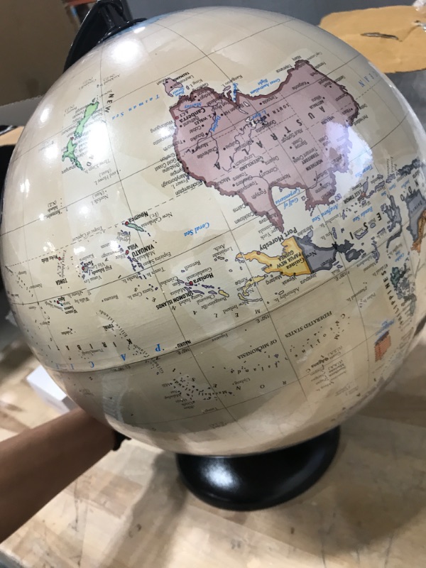 Photo 2 of 12 Inch World Globe with Metal Stand and Magnifying Glass | Perfect Desk or Classroom Globe for Adults and Children | 2021 Edition Includes Nation Flag Stickers | A Handmade Product