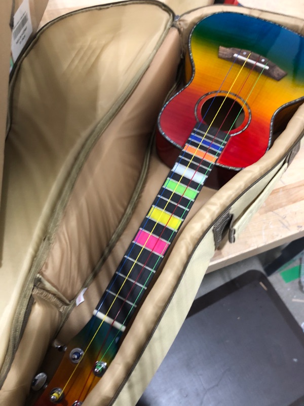 Photo 2 of Balnna Soprano Ukulele (21 inch) Traditional Hawaiian Guitar High-gloss Uke, Maple Wooden Ukuleles for Beginners with Gig Bag & Awesome Accessories (Rainbow, Soprano 21 Inch) Soprano 21 Inch High-gloss Rainbow