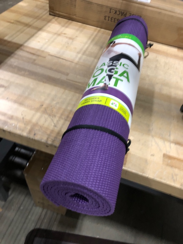 Photo 2 of Gaiam Essentials Premium Yoga Mat with Yoga Mat Carrier Sling (72"L x 24"W x 1/4 Inch Thick) Purple