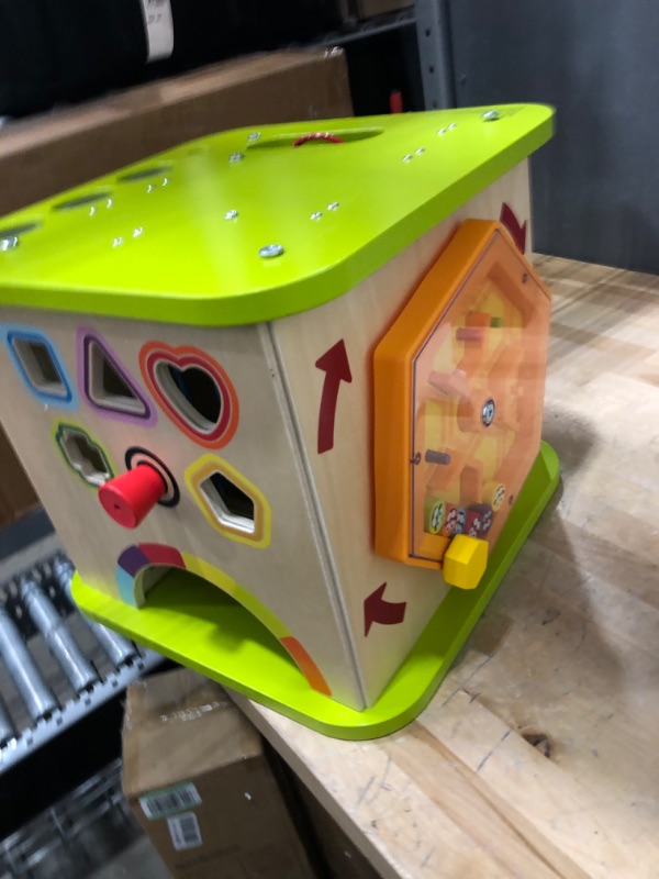 Photo 1 of Country Critters Wooden Activity Play Cube by Hape | Wooden Learning Puzzle Toy for Toddlers, 5-Sided Activity Center with Animal Friends, Shapes, Mazes, Wooden Balls, Shape Sorter Blocks and More, 13.78 x 13.78 x 19.69 inches