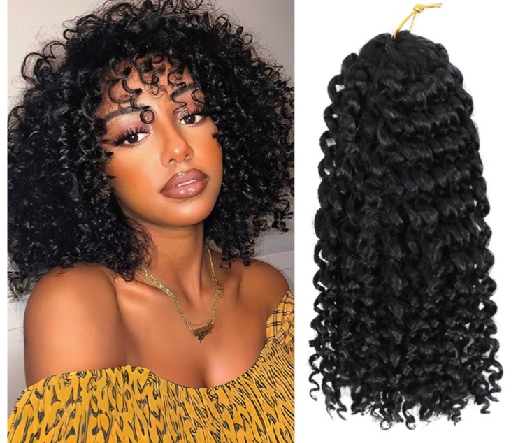 Photo 1 of 12 Inch Passion Twist Crochet Hair - 9 Bundles Marlybob Kinky Curly Crochet Hair for Black Women and Kids - Water Wave Crochet Braids