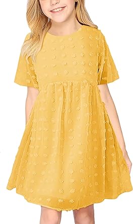 Photo 1 of GIRLS YELLOW POM DRESS SIZE 5-6