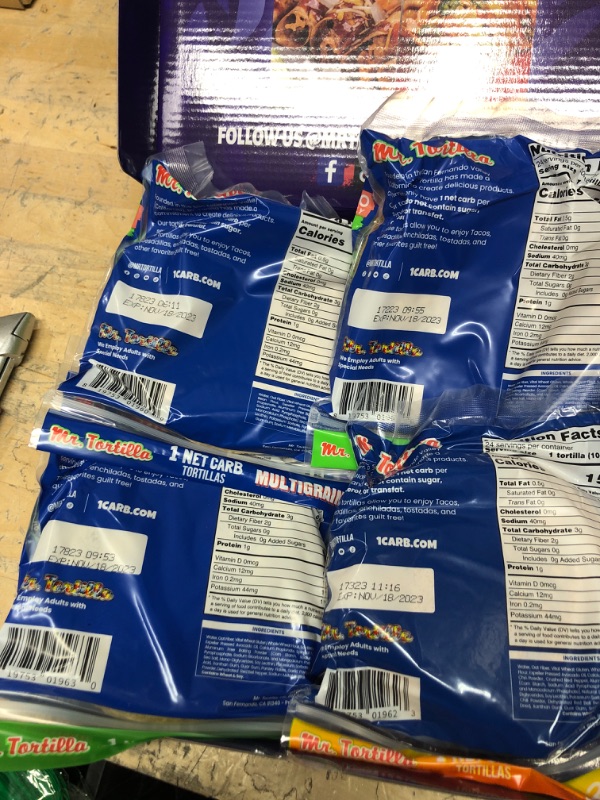 Photo 1 of *EXPIRE NOVEMBER 18 2023 *Mr. Tortilla Low Carb Keto Soft Taco Shells, Vegan Healthy Snacks & Bread Alternative, 1 Net Carb 15 Calories, Delicious Small Batch Kosher Wraps - (Variety Pack, 96 Count) 1 Net Carb Variety 96 Count (Pack of 1)