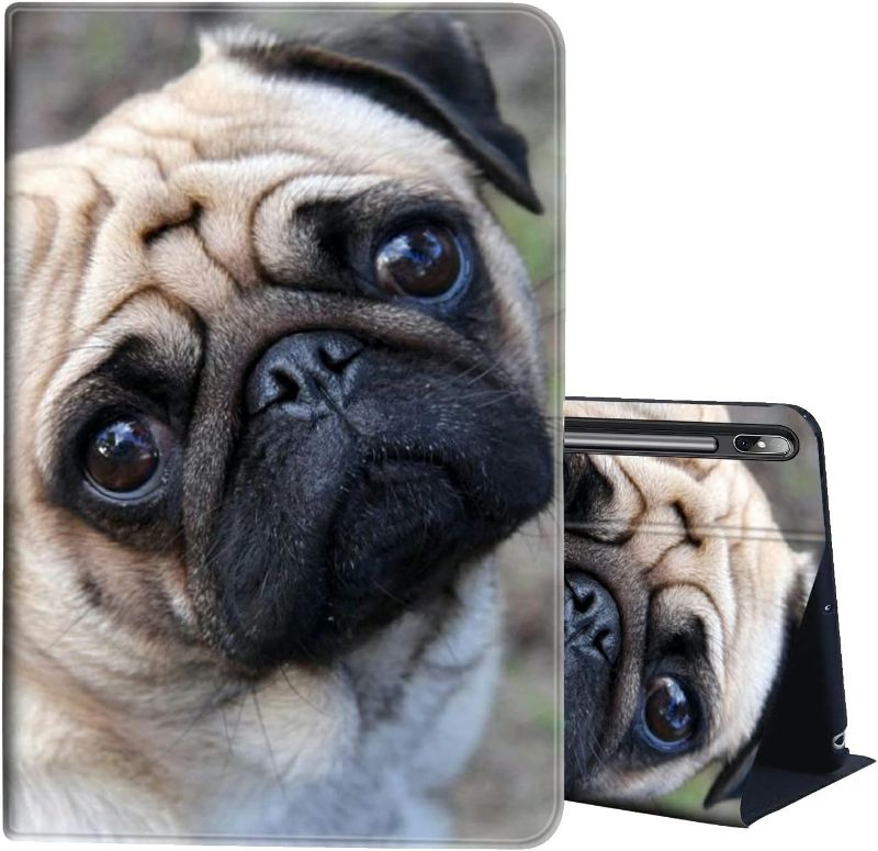 Photo 1 of for Samsung Galaxy Tab S8+ 2022/Galaxy S7 FE 2021/S8 Plus/S7 Plus 12.4 Inch Case,Folding Stand Cover with Auto Wake/Sleep for Samsung Tab S7 Plus/Tab S8+/S7 FE,Funny Pug Dog …